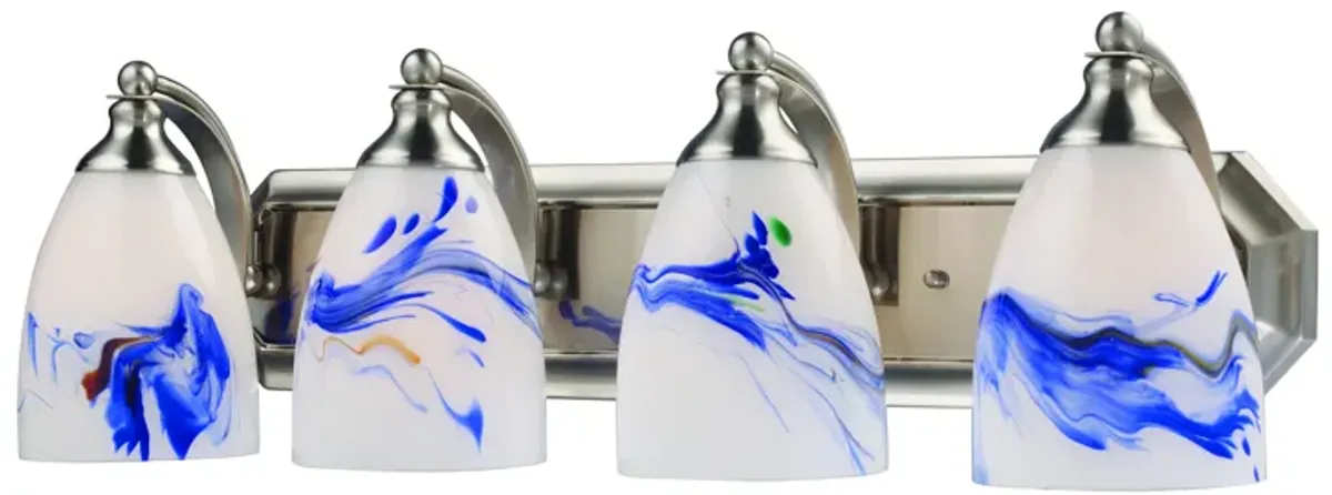 Mix-N-Match Vanity 4-Light Wall Lamp in Satin Nickel with Mountain Glass
