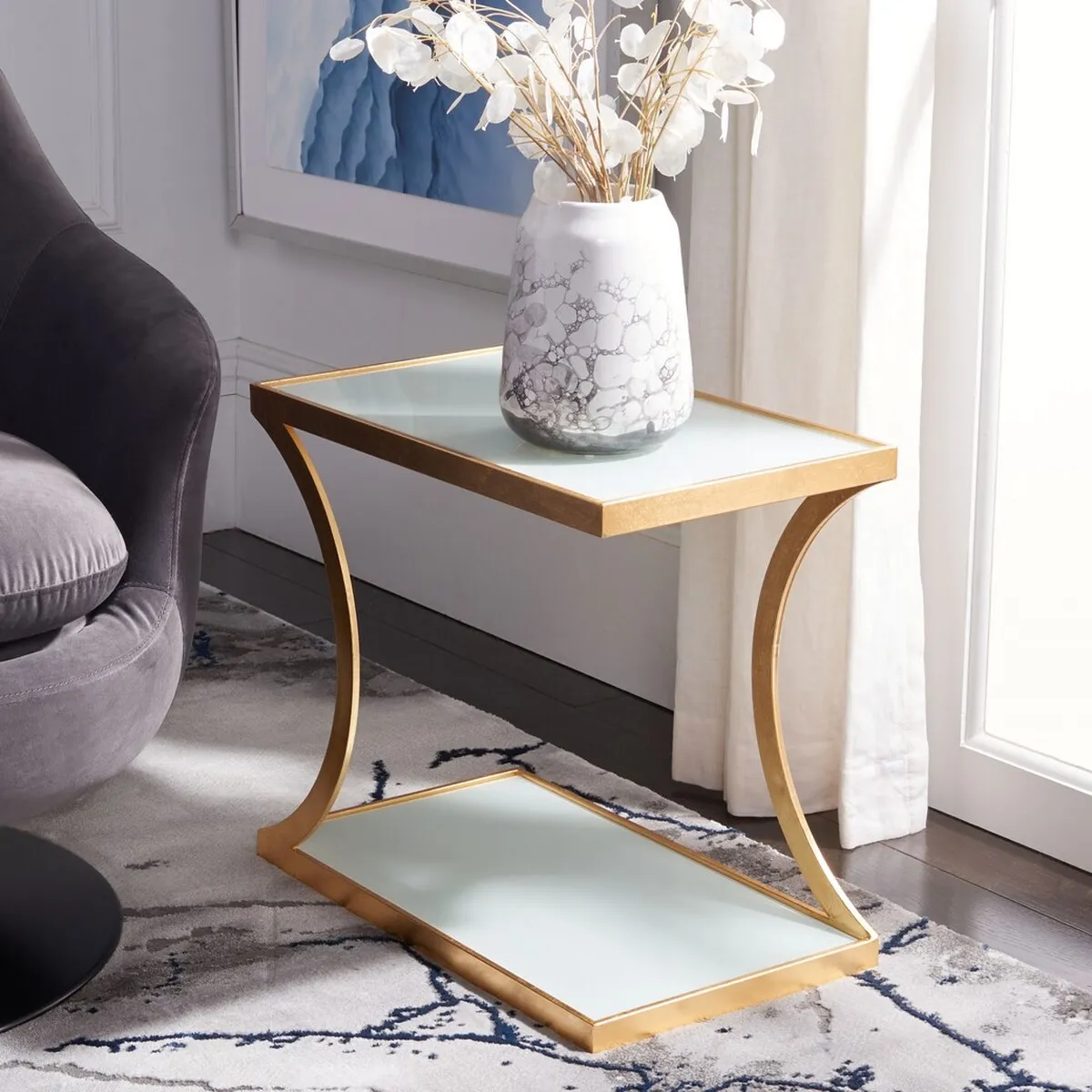 SULLIVAN GOLD LEAF ACCENT TABLE