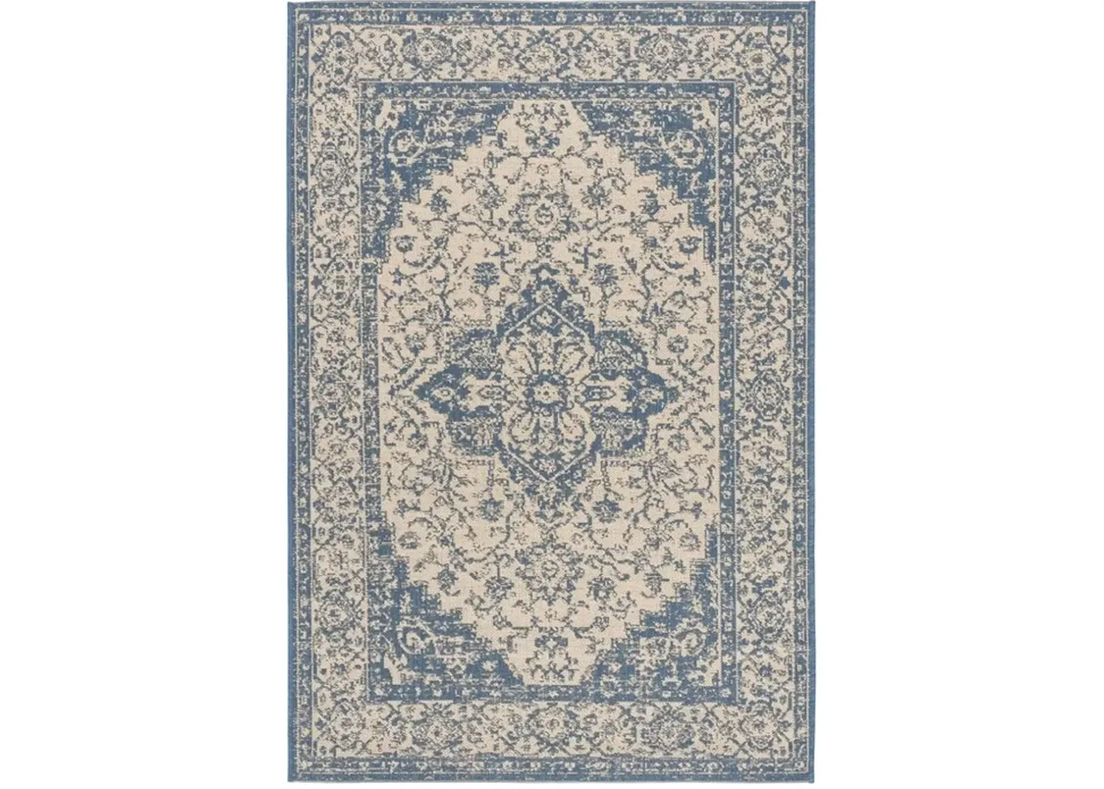 LINDEN 137 Collection LND137N-5 Cream / Blue 5'-3" X 7'-6"