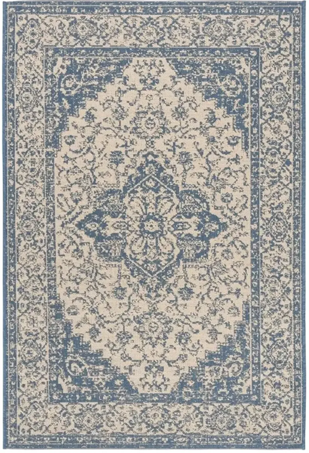 LINDEN 137 Collection LND137N-5 Cream / Blue 5'-3" X 7'-6"