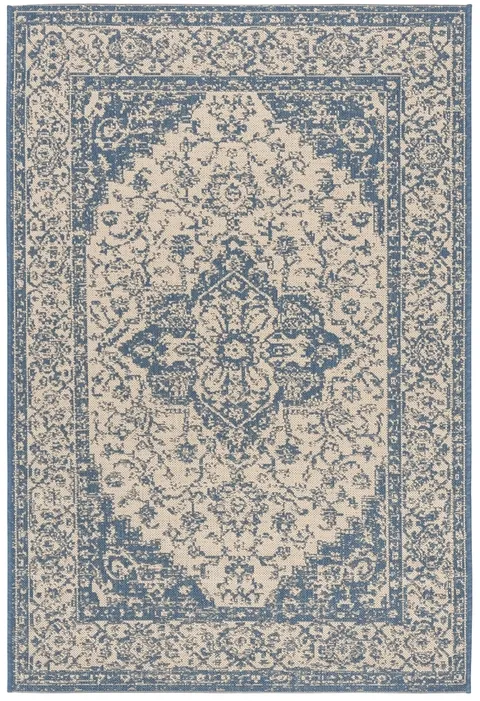 LINDEN 137 Collection LND137N-5 Cream / Blue 5'-3" X 7'-6"