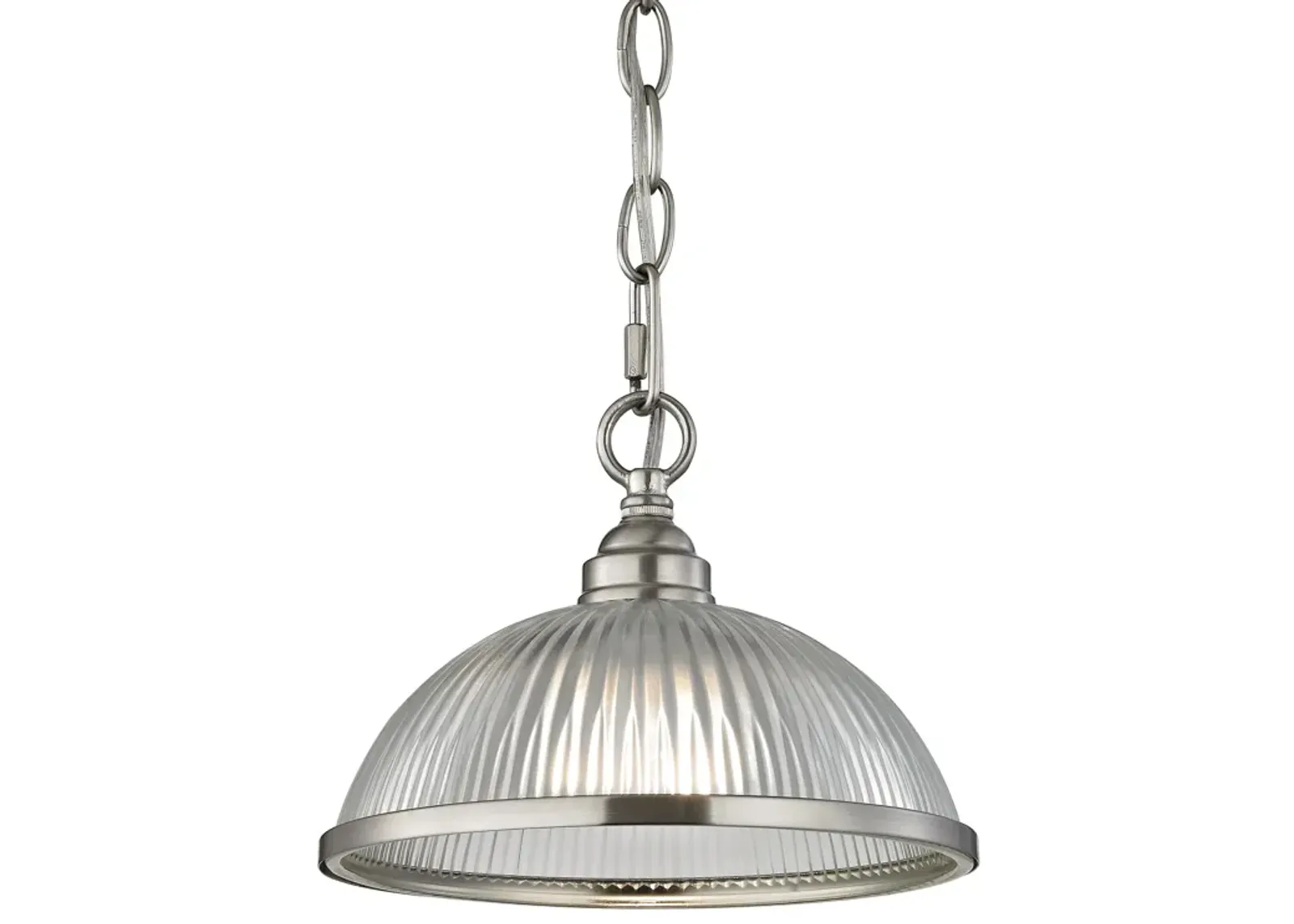 Liberty Park 1-Light Flush Mount in Brushed Nickel with Prismatic Clear Glass