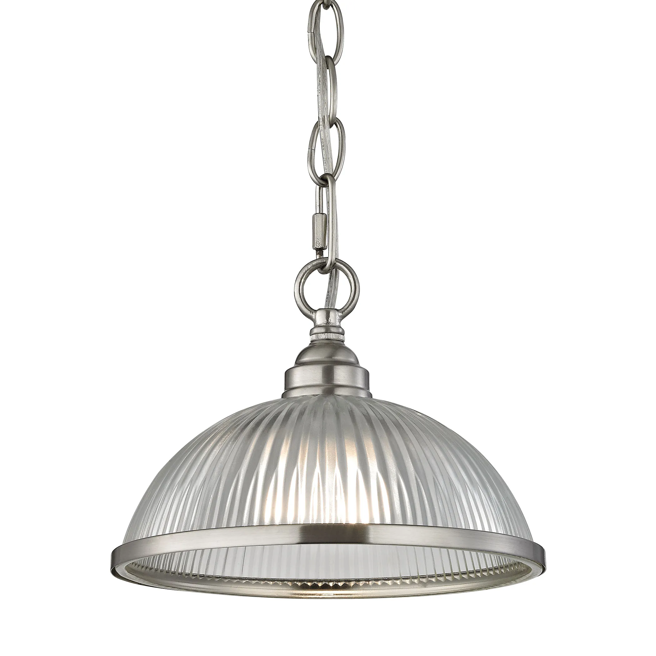 Liberty Park 1-Light Flush Mount in Brushed Nickel with Prismatic Clear Glass