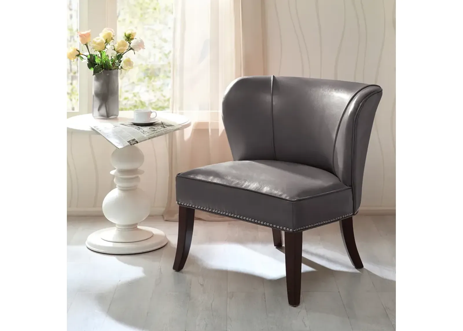 Madison Park Hilton Grey Armless Accent Chair