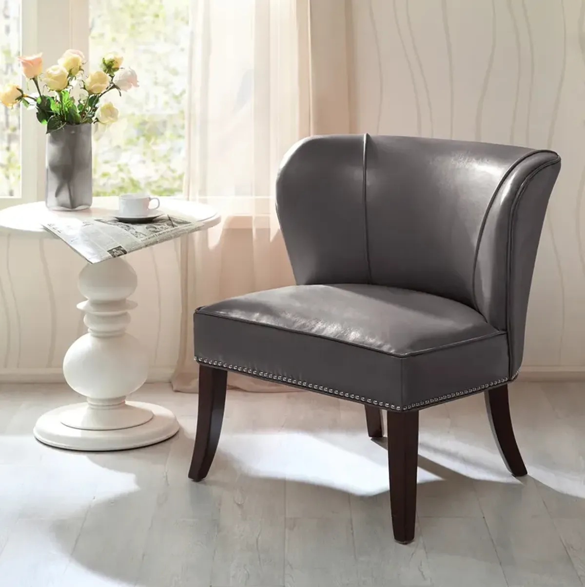 Madison Park Hilton Grey Armless Accent Chair