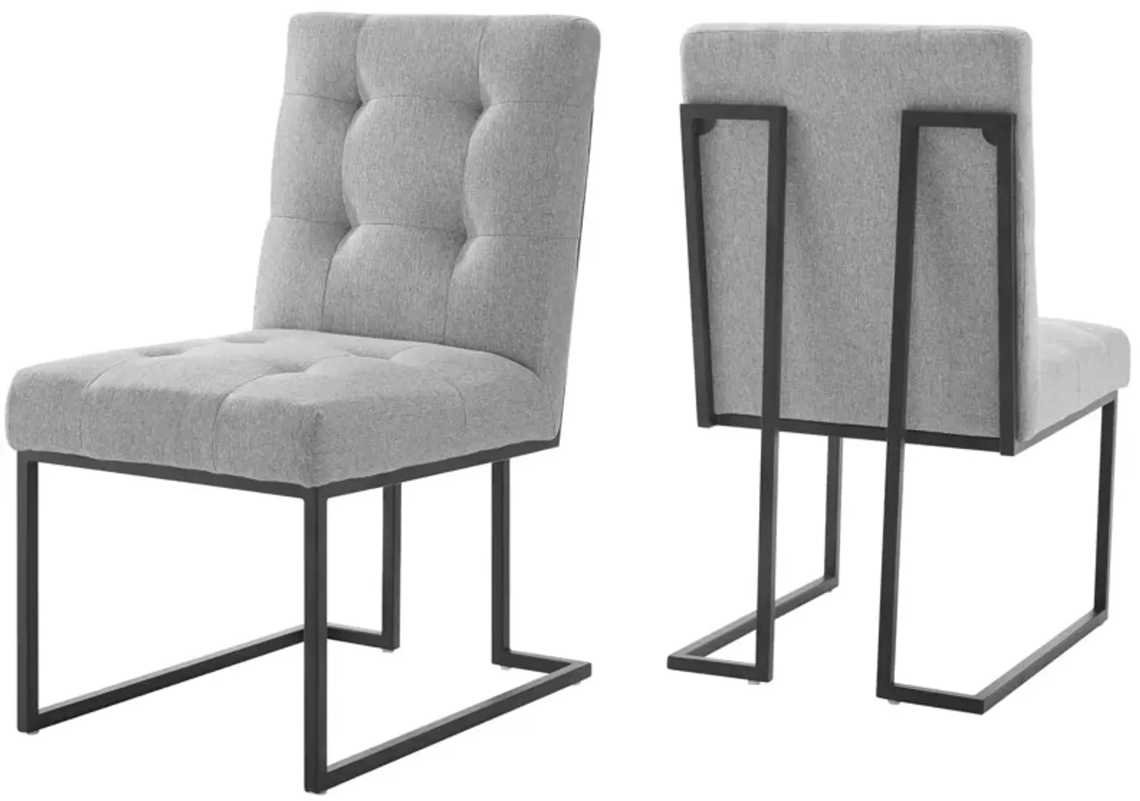 Privy Black Stainless Steel Upholstered Fabric Dining Chair Set of 2