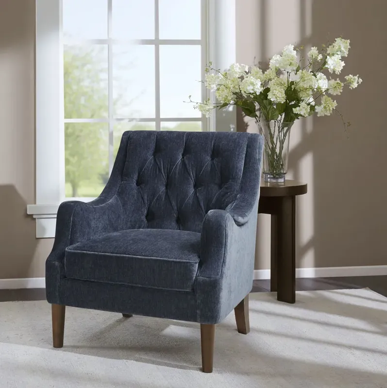 Madison Park Qwen Navy Button Tufted Accent Chair