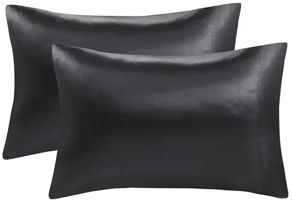 Madison Park Essentials Satin Black Luxury 6 PC Sheet Set