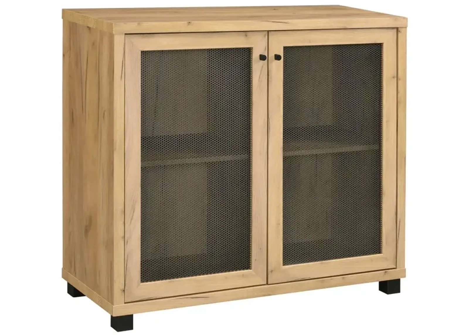 Aaliyah Accent Cabinet with Two Mesh Doors Golden Oak