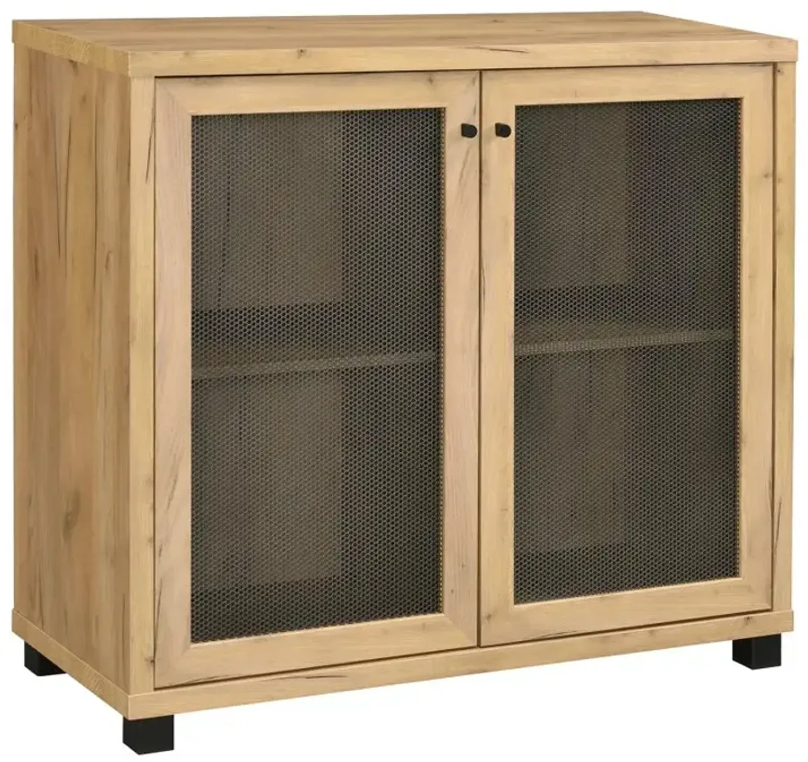 Aaliyah Accent Cabinet with Two Mesh Doors Golden Oak