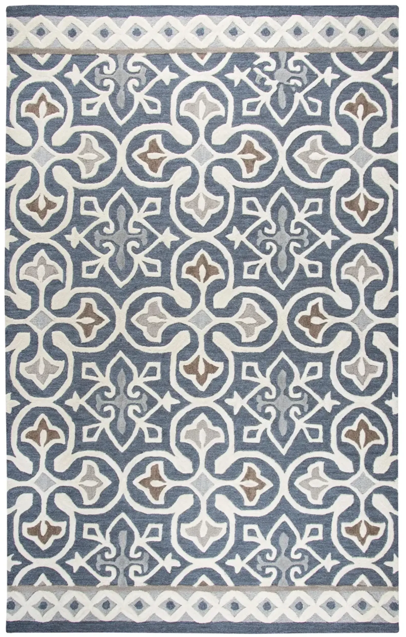 Opulent Gray/Natural Medallion Wool 10' x 13' Rectangle Rug