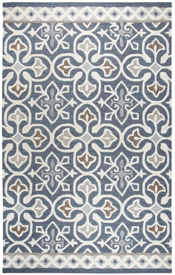 Opulent Gray/Natural Medallion Wool 10' x 13' Rectangle Rug