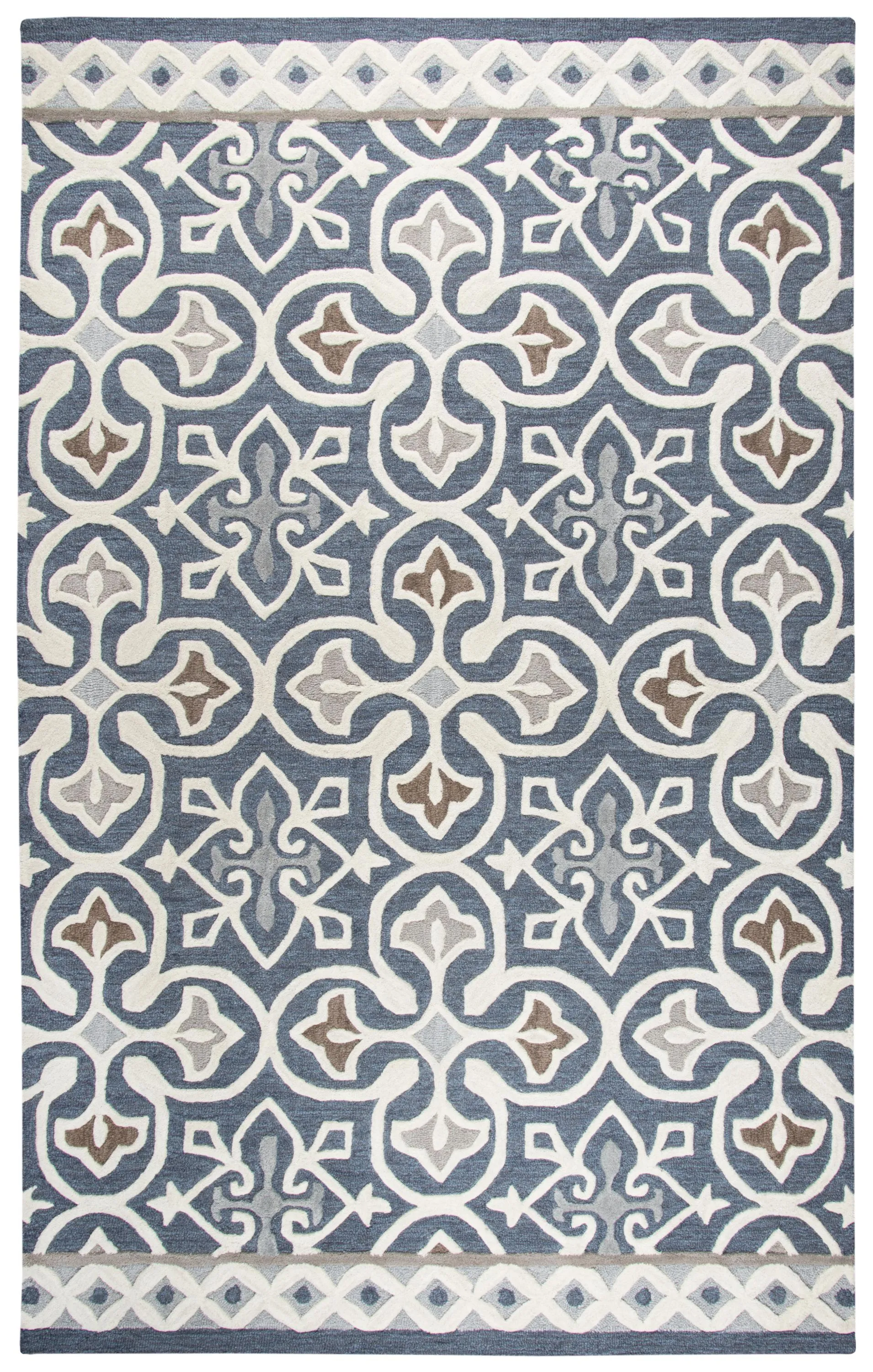 Opulent Gray/Natural Medallion Wool 10' x 13' Rectangle Rug