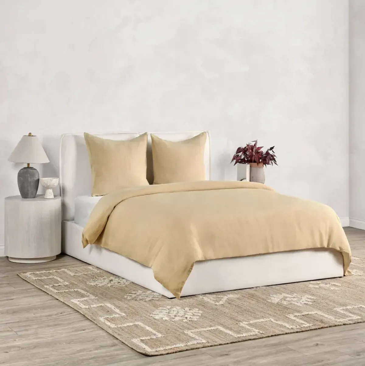 Paloma 3-Piece Hemp Fabric Ochre Amber King Duvet Set