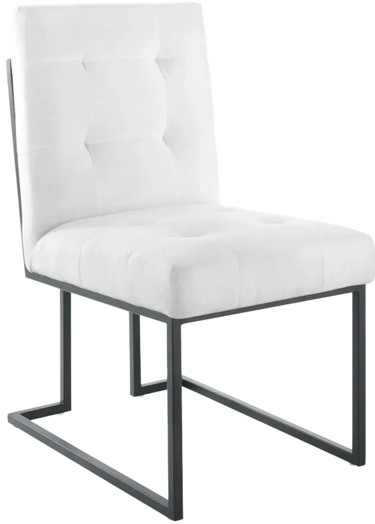 Privy Black Stainless Steel Upholstered Fabric Dining Chair