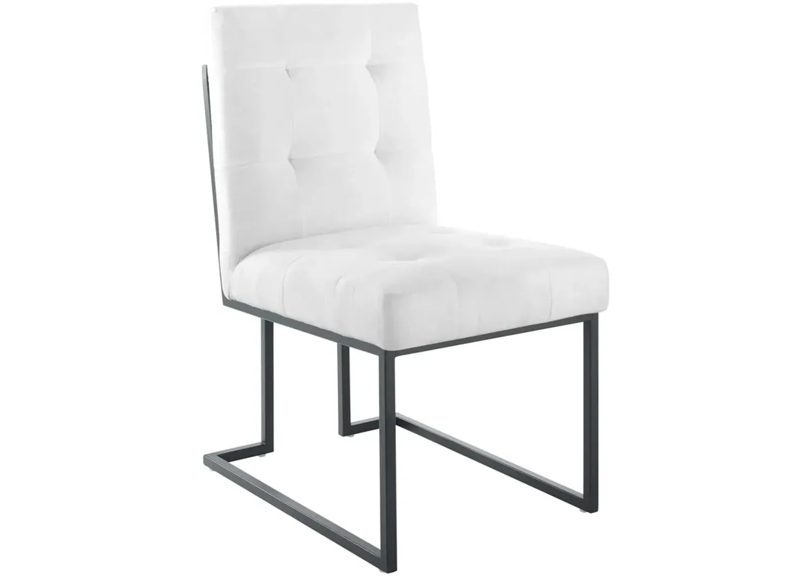 Privy Black Stainless Steel Upholstered Fabric Dining Chair