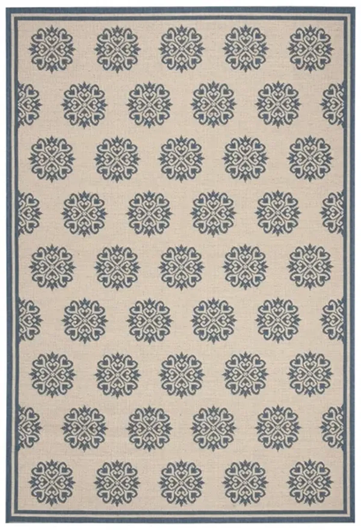 Safavieh BEACH HOUSE Collection BHS181M-3 Blue / Creme 3' X 5'