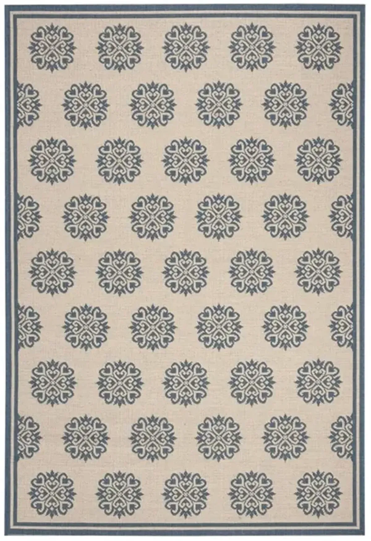 Safavieh BEACH HOUSE Collection BHS181M-3 Blue / Creme 3' X 5'