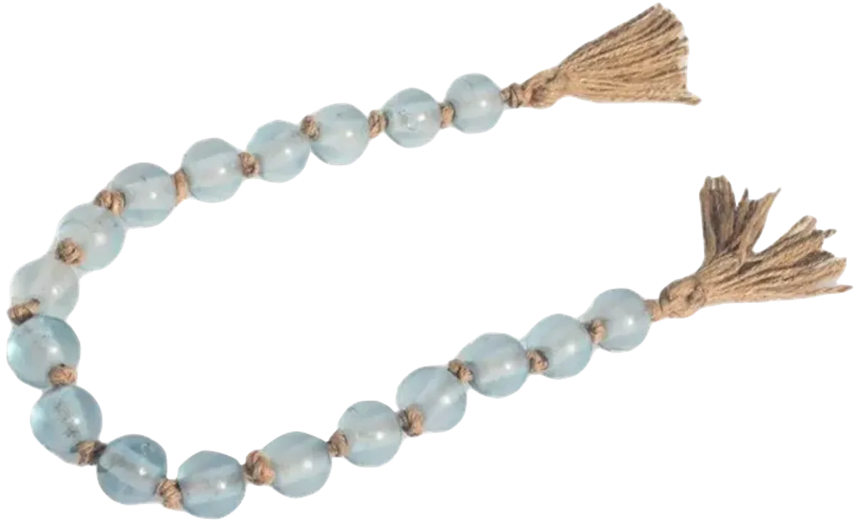 Glass, 24"l Beaded Garland W/ Tassel, Blue