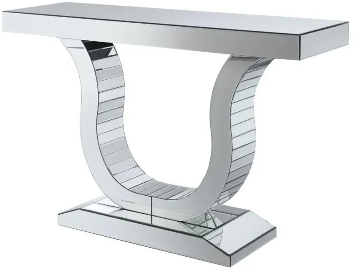 Saanvi Console Table with U-shaped Base Clear Mirror