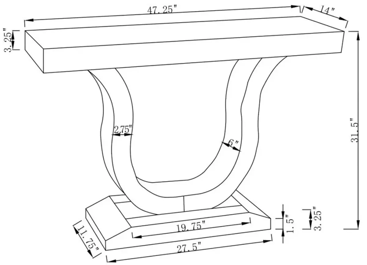 Saanvi Console Table with U-shaped Base Clear Mirror