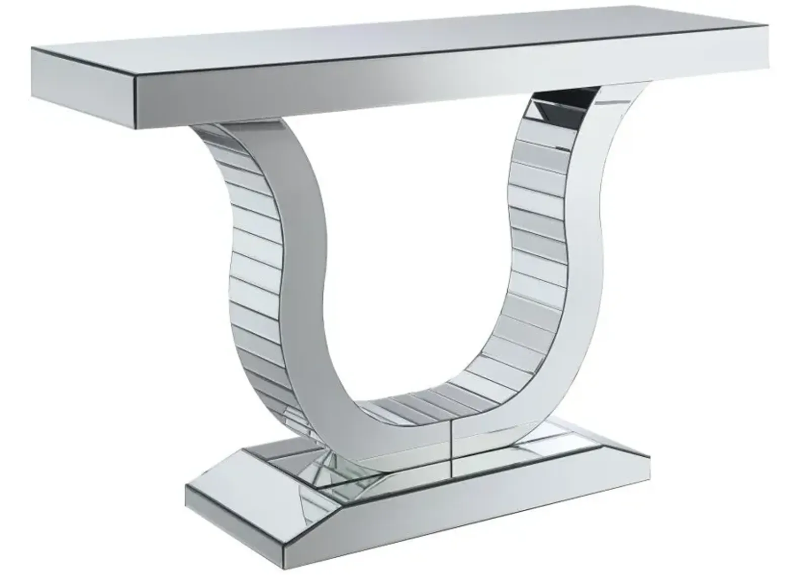 Saanvi Console Table with U-shaped Base Clear Mirror