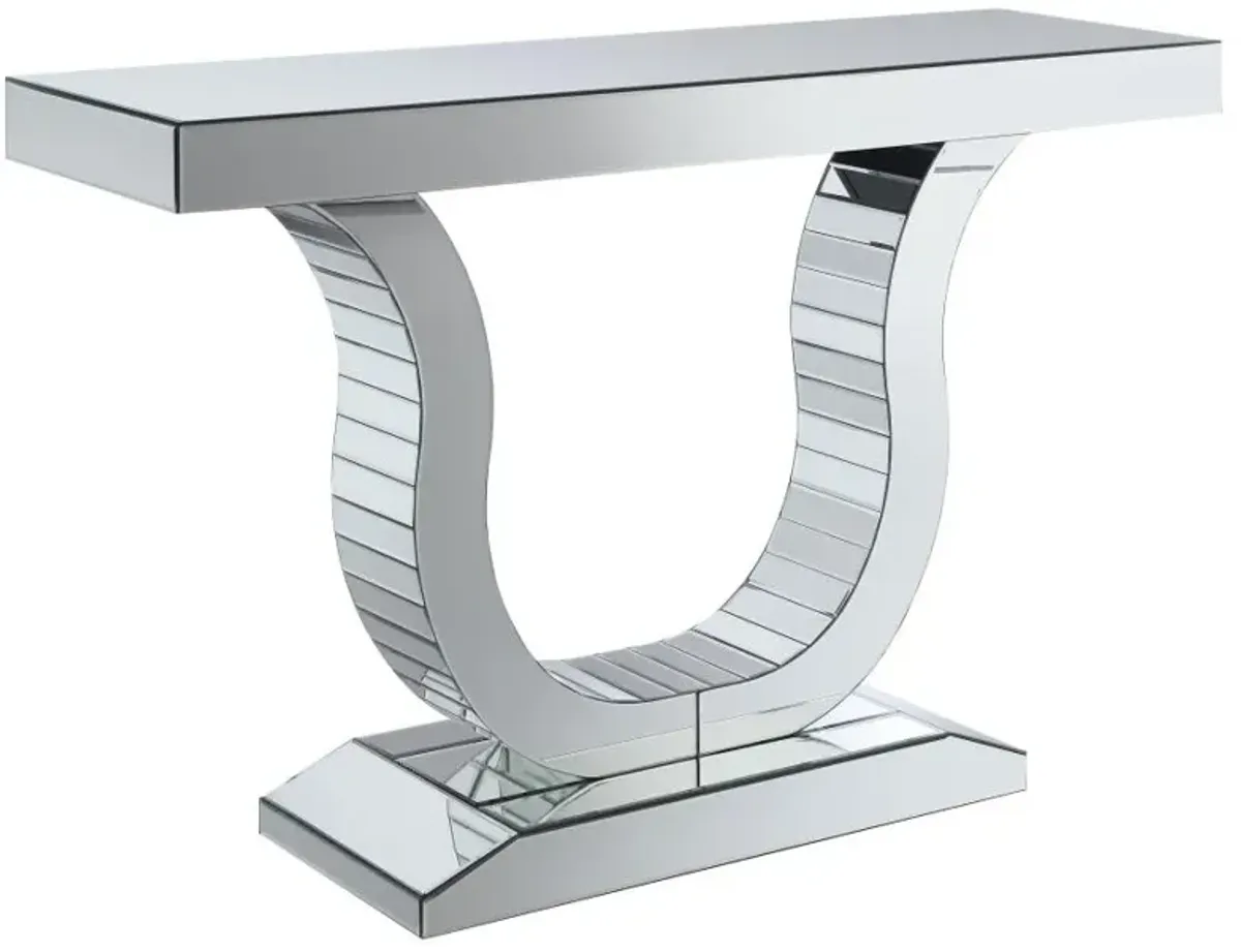 Saanvi Console Table with U-shaped Base Clear Mirror