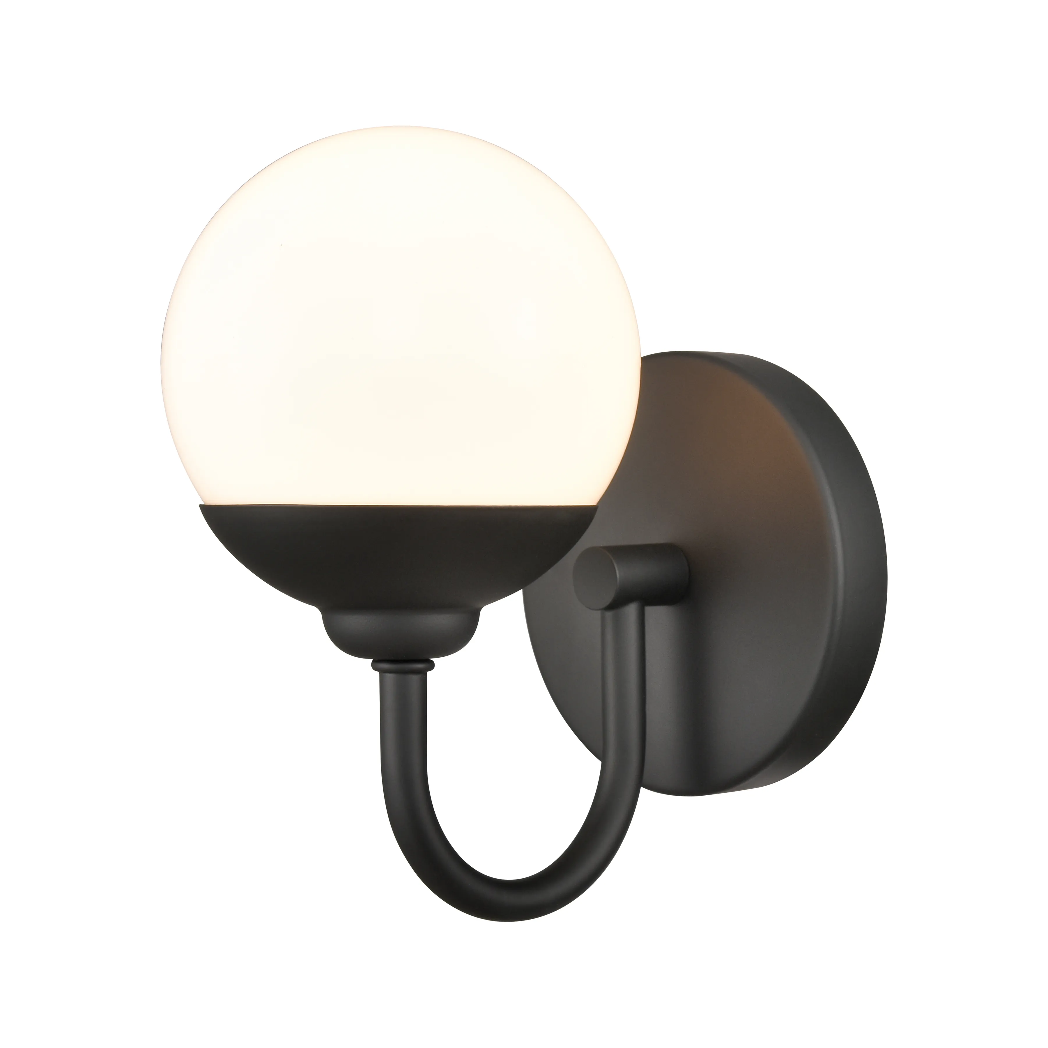 Fairbanks 8.5'' High 1-Light Sconce - Matte Black with Opal