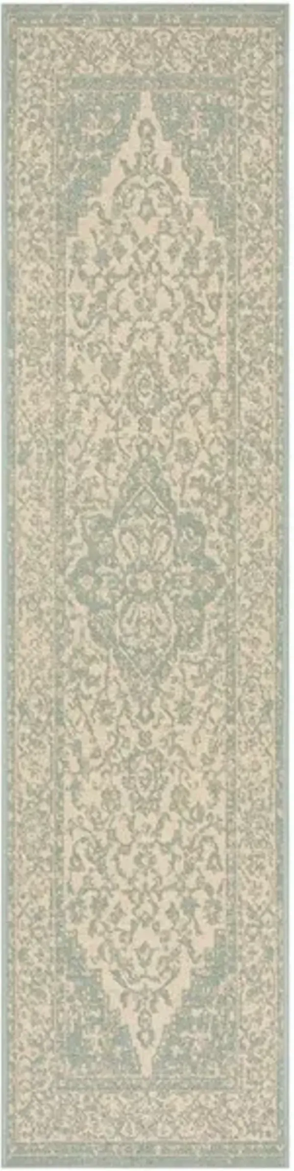 LINDEN 137 Collection LND137L-28 Cream / Aqua 2'-2" X 8'