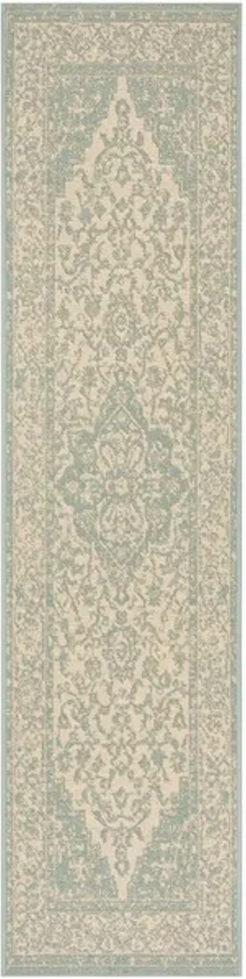 LINDEN 137 Collection LND137L-28 Cream / Aqua 2'-2" X 8'