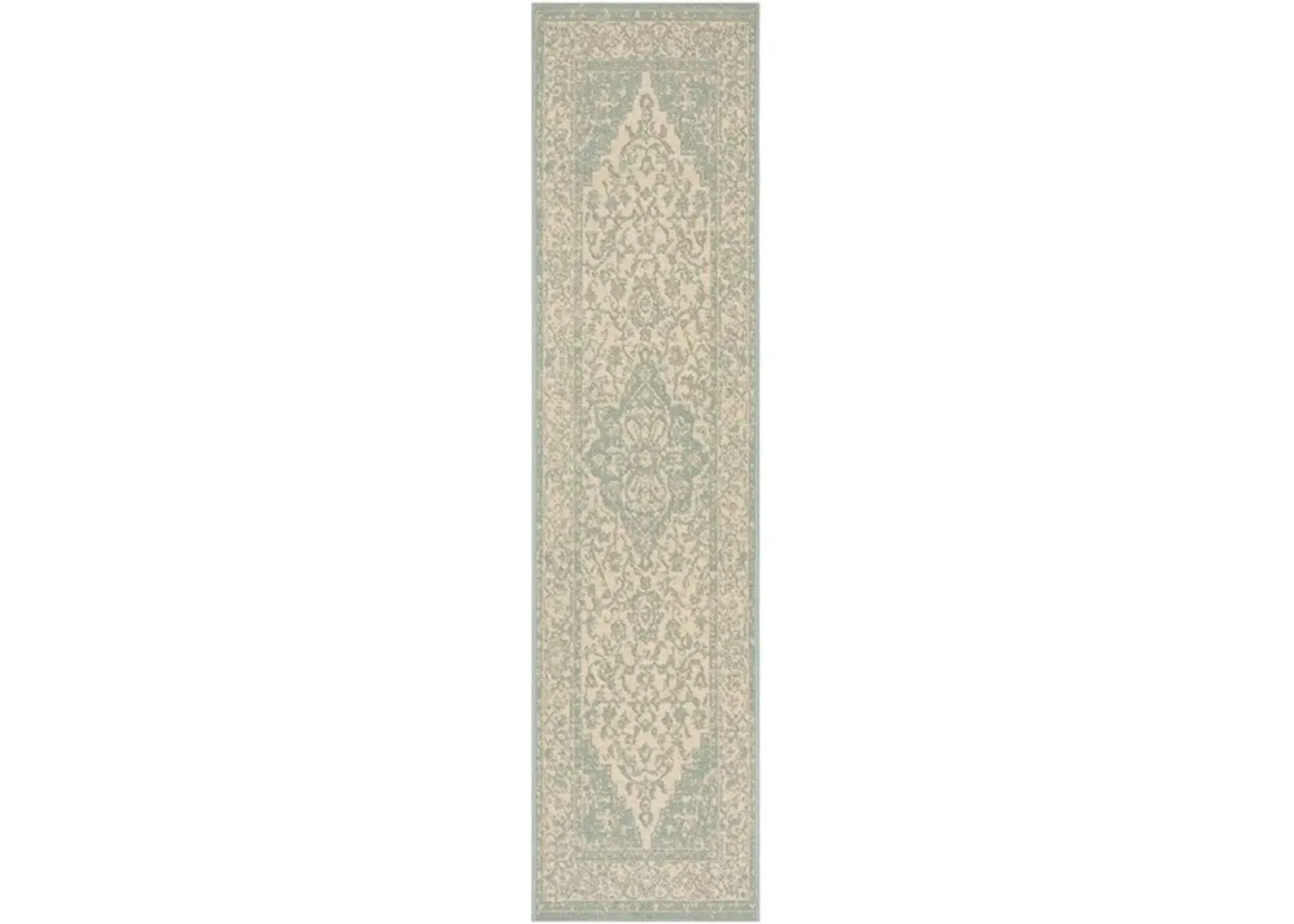 LINDEN 137 Collection LND137L-28 Cream / Aqua 2'-2" X 8'