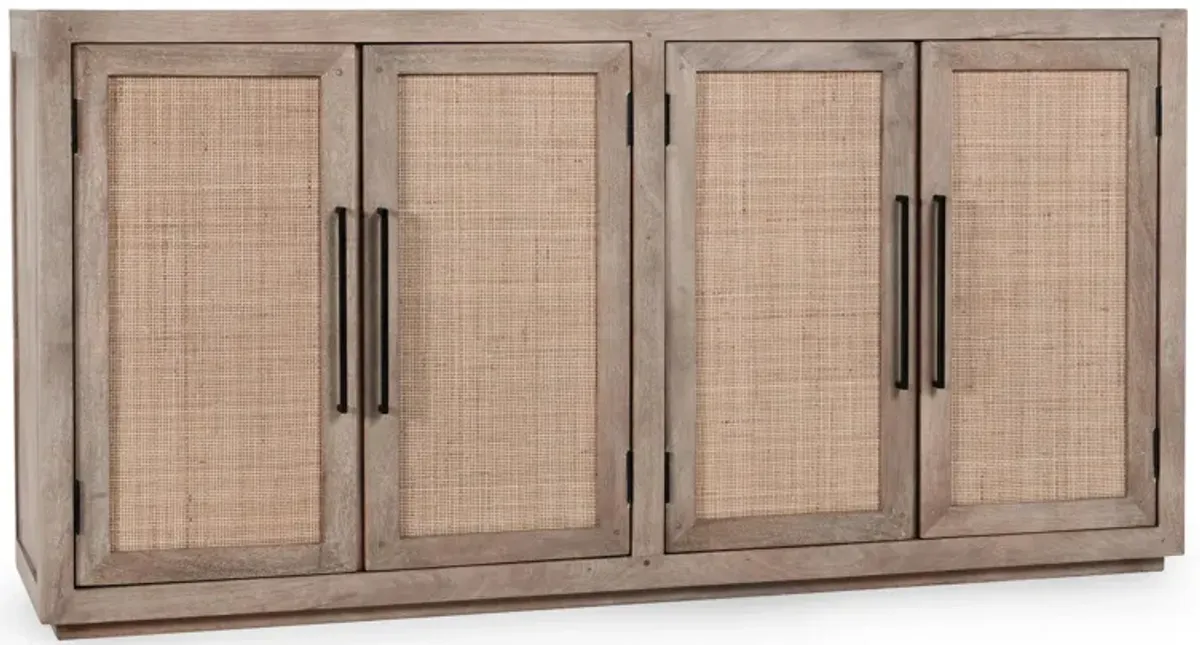 Jensen Mango Wood 4Dr Cabinet Taupe