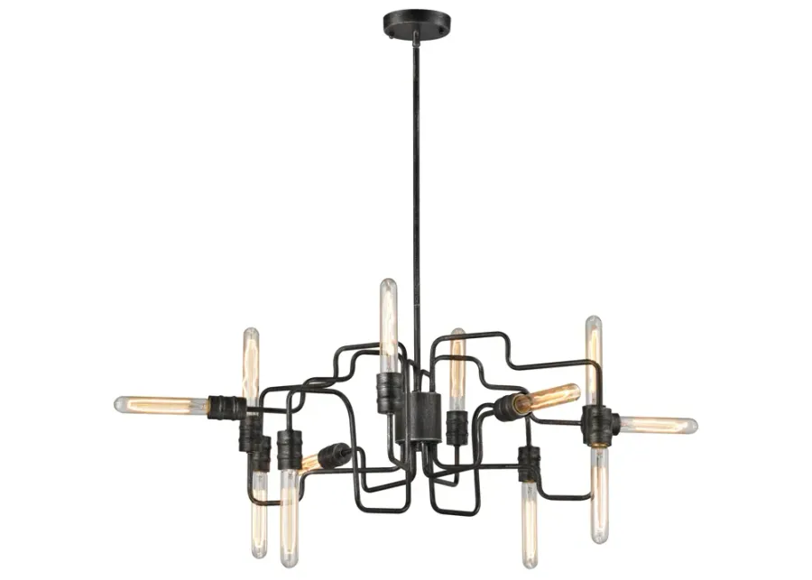 Transit 29" Wide 12-Light Chandelier - Silvered Graphite