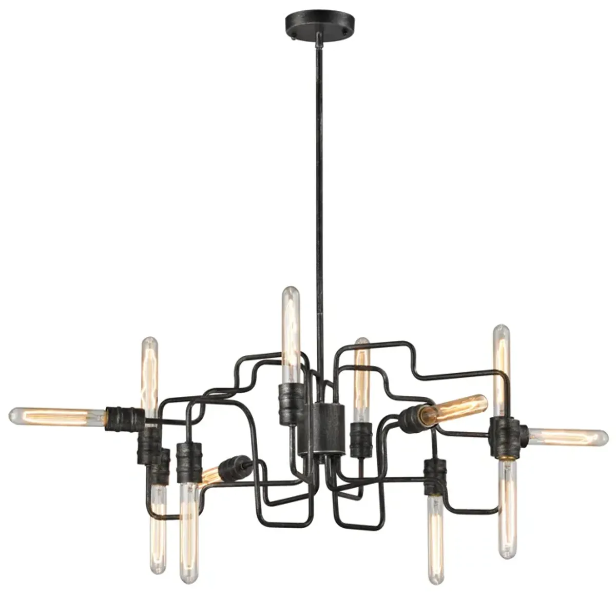 Transit 29" Wide 12-Light Chandelier - Silvered Graphite