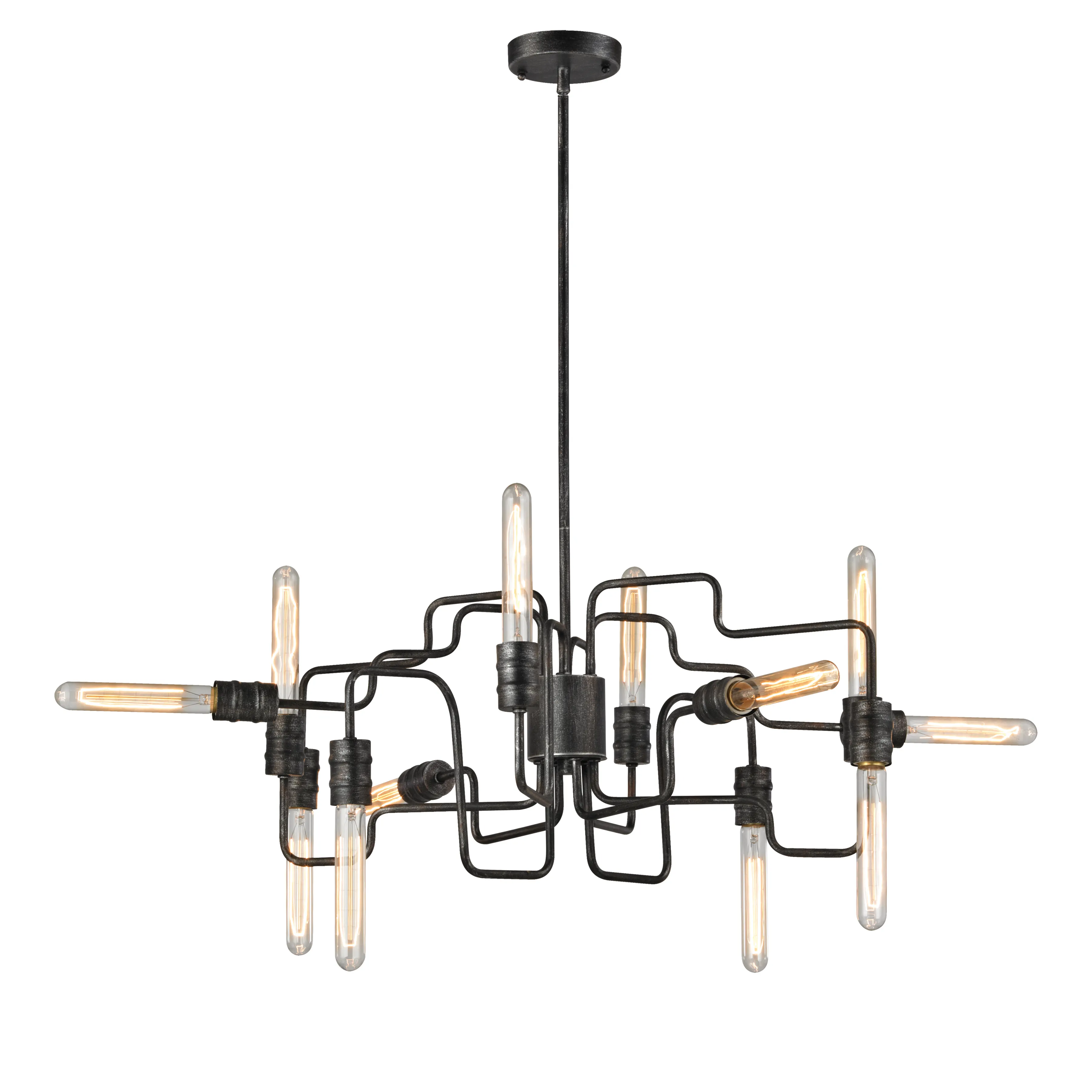 Transit 29" Wide 12-Light Chandelier - Silvered Graphite