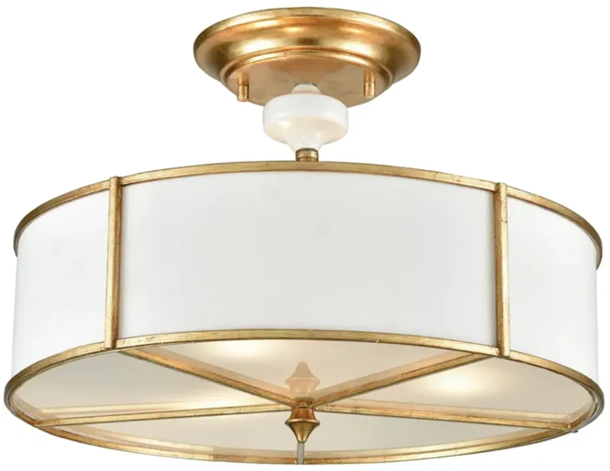 Ceramique 16" Wide 3-Light Semi Flush Mount - Antique Gold Leaf