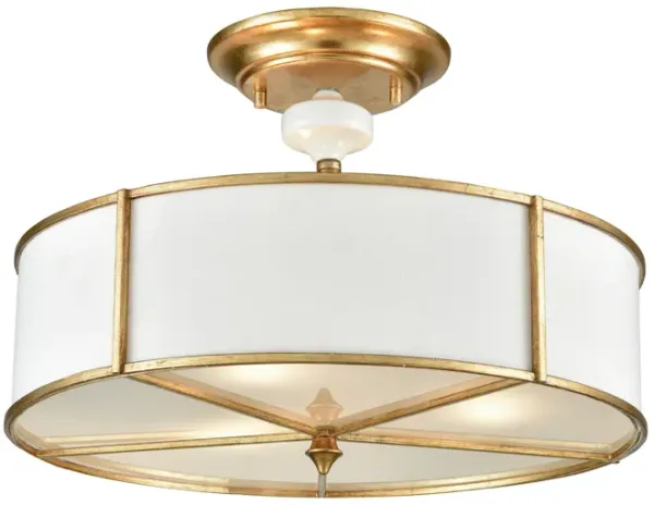 Ceramique 16" Wide 3-Light Semi Flush Mount - Antique Gold Leaf