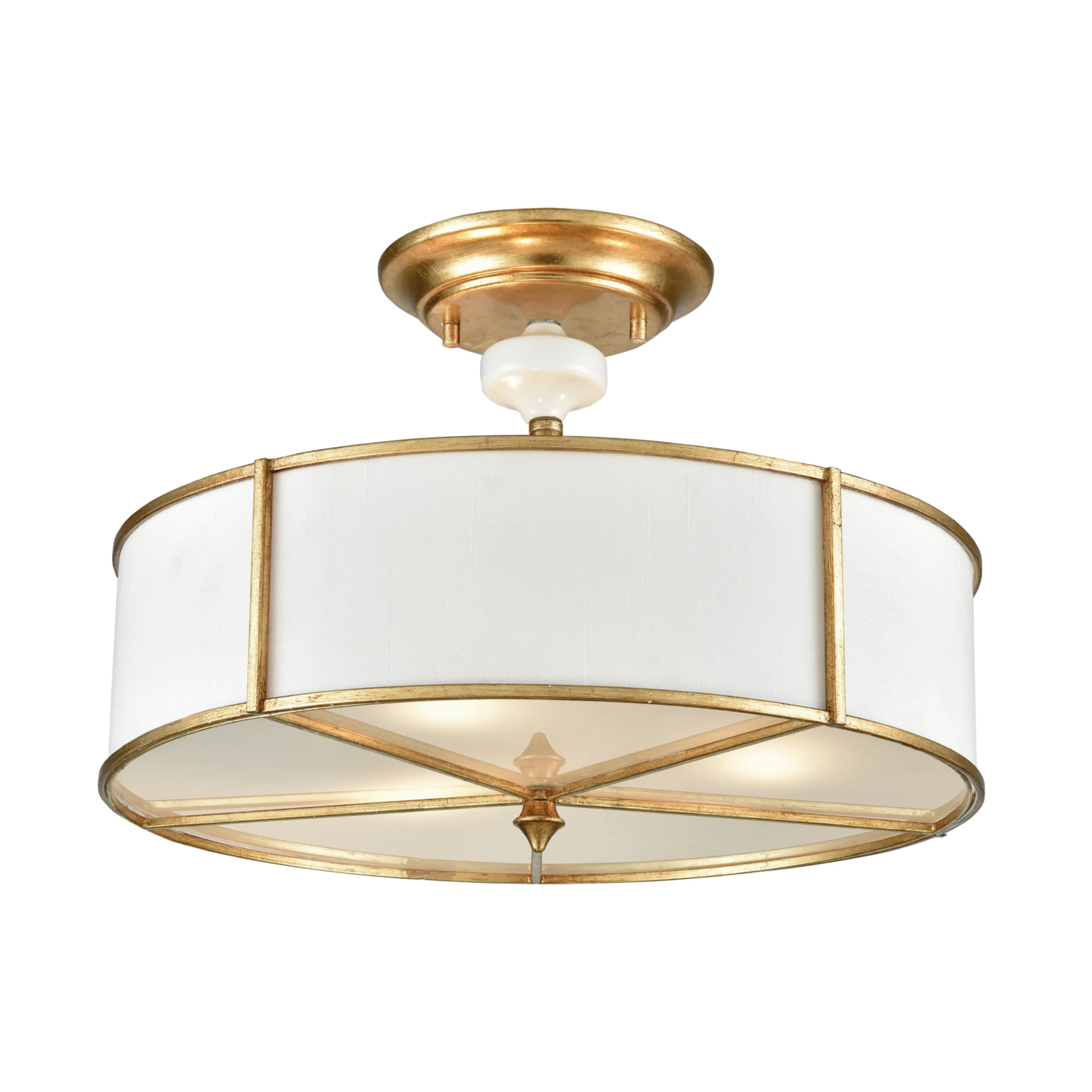 Ceramique 16" Wide 3-Light Semi Flush Mount - Antique Gold Leaf