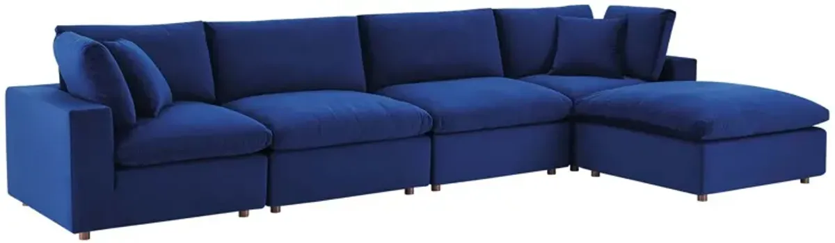 Commix Down Filled Overstuffed Performance Velvet 5-Piece Sectional