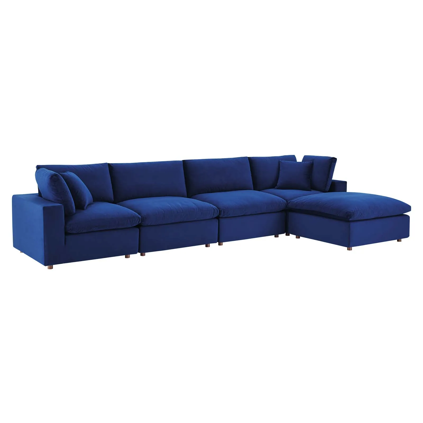 Commix Down Filled Overstuffed Performance Velvet 5-Piece Sectional