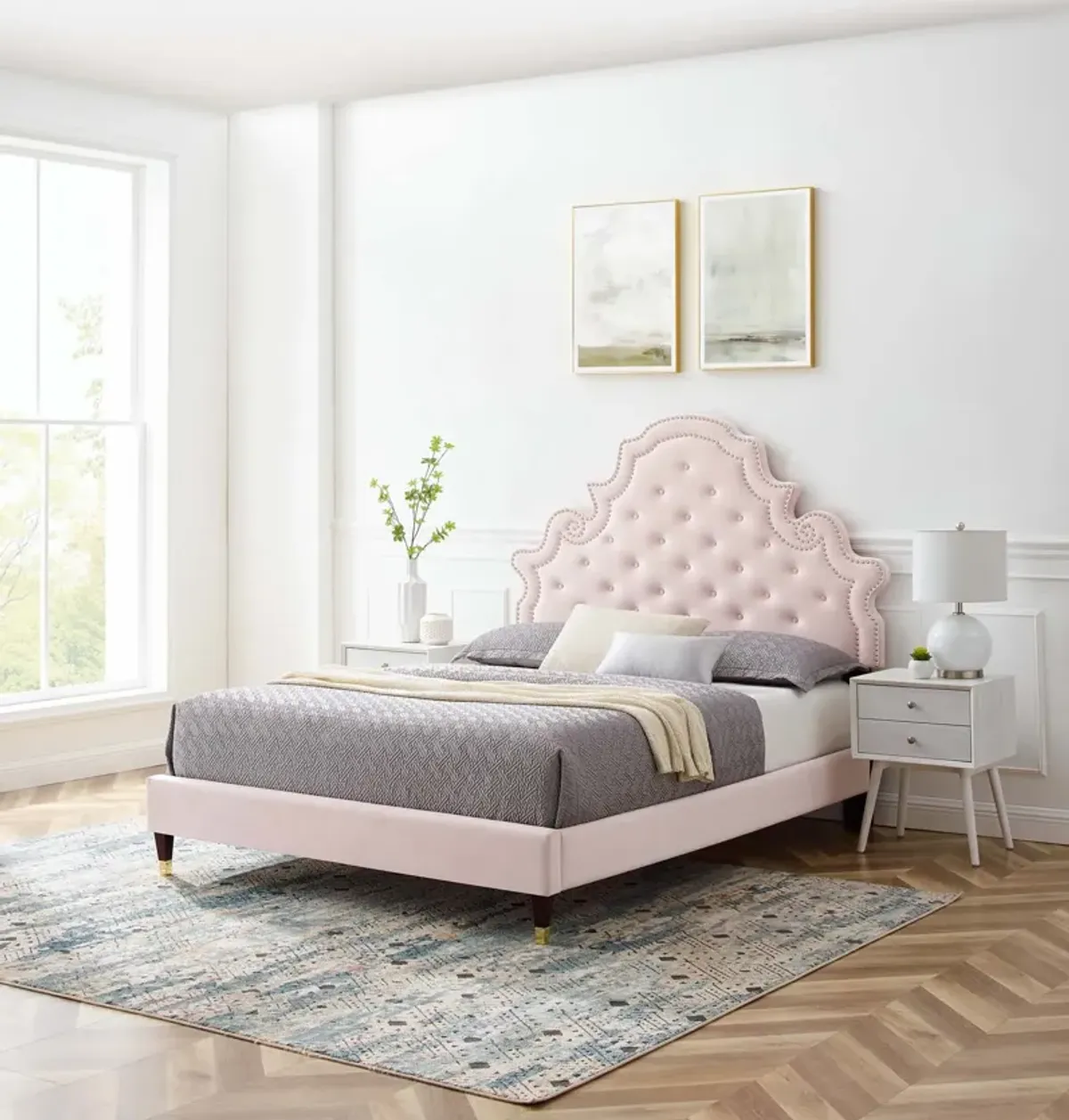 Gwyneth Tufted Performance Velvet King Platform Bed