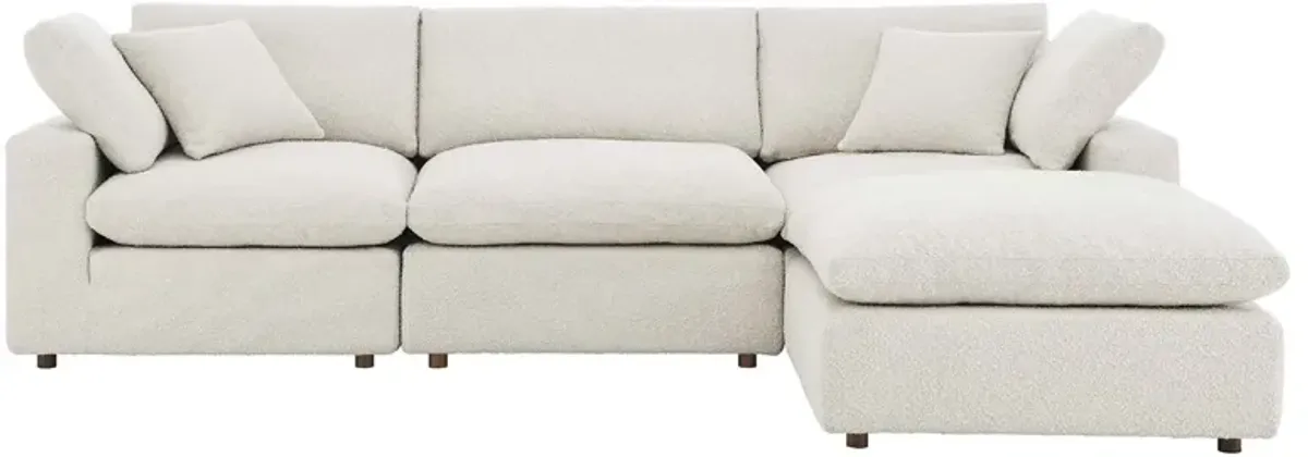 Commix Down Filled Overstuffed Boucle Fabric 4-Piece Sectional Sofa