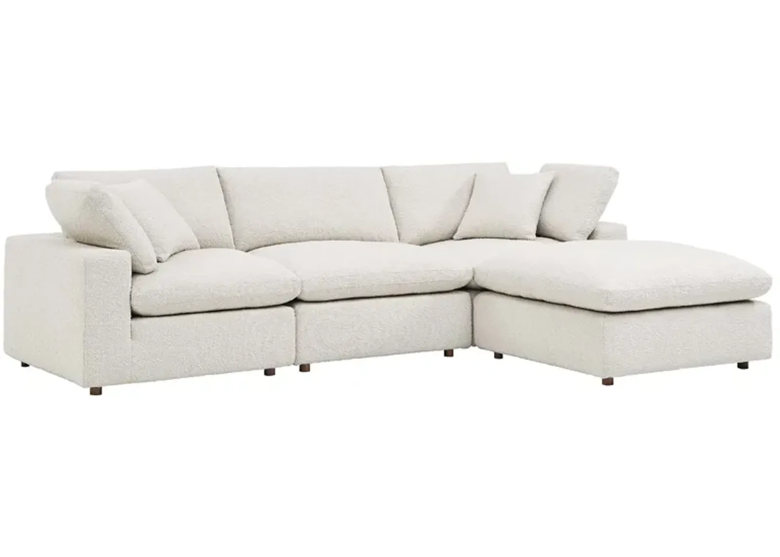 Commix Down Filled Overstuffed Boucle Fabric 4-Piece Sectional Sofa