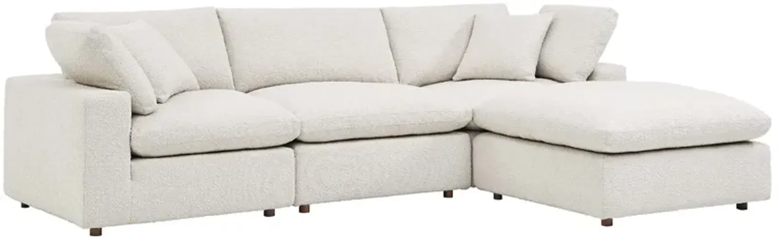 Commix Down Filled Overstuffed Boucle Fabric 4-Piece Sectional Sofa