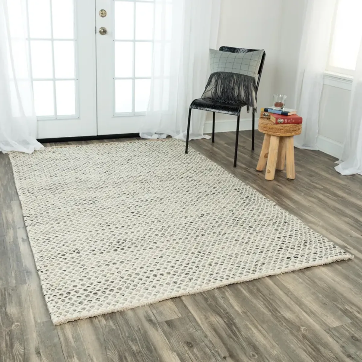 Windsor Gray Basket weave Wool 7'6" x 9'6" Rectangle Rug