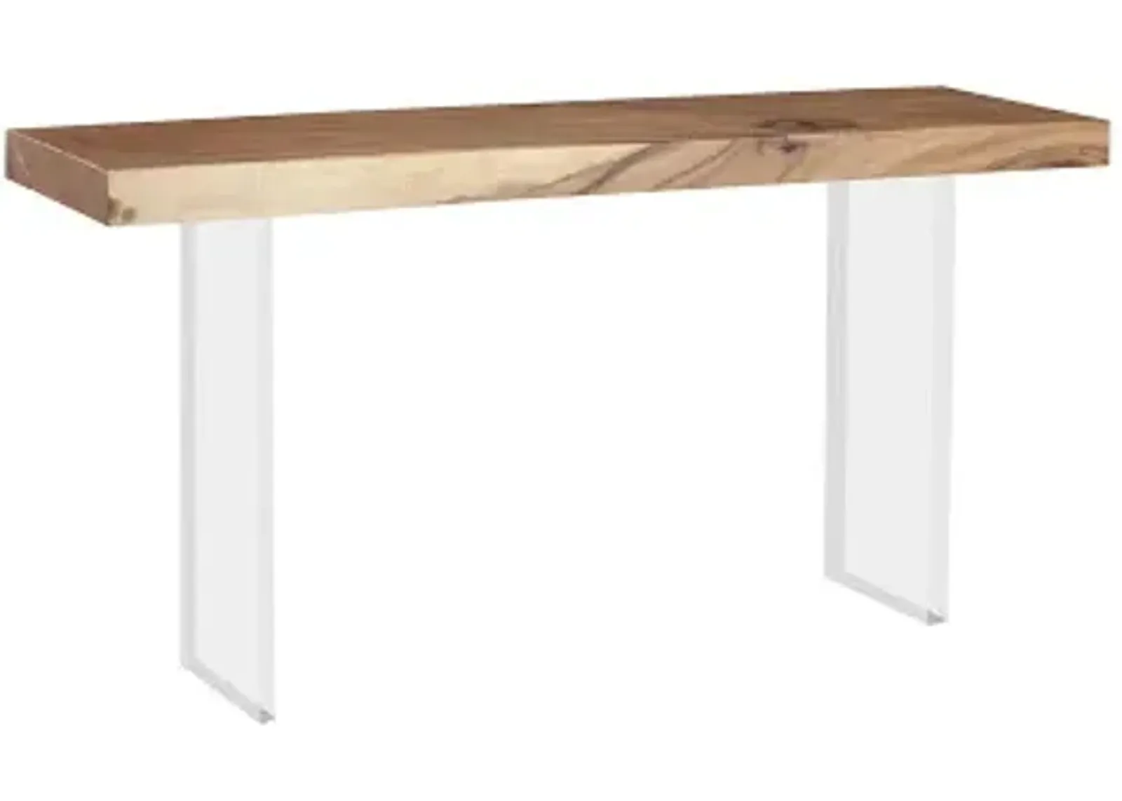 floating console table, acrylic legs