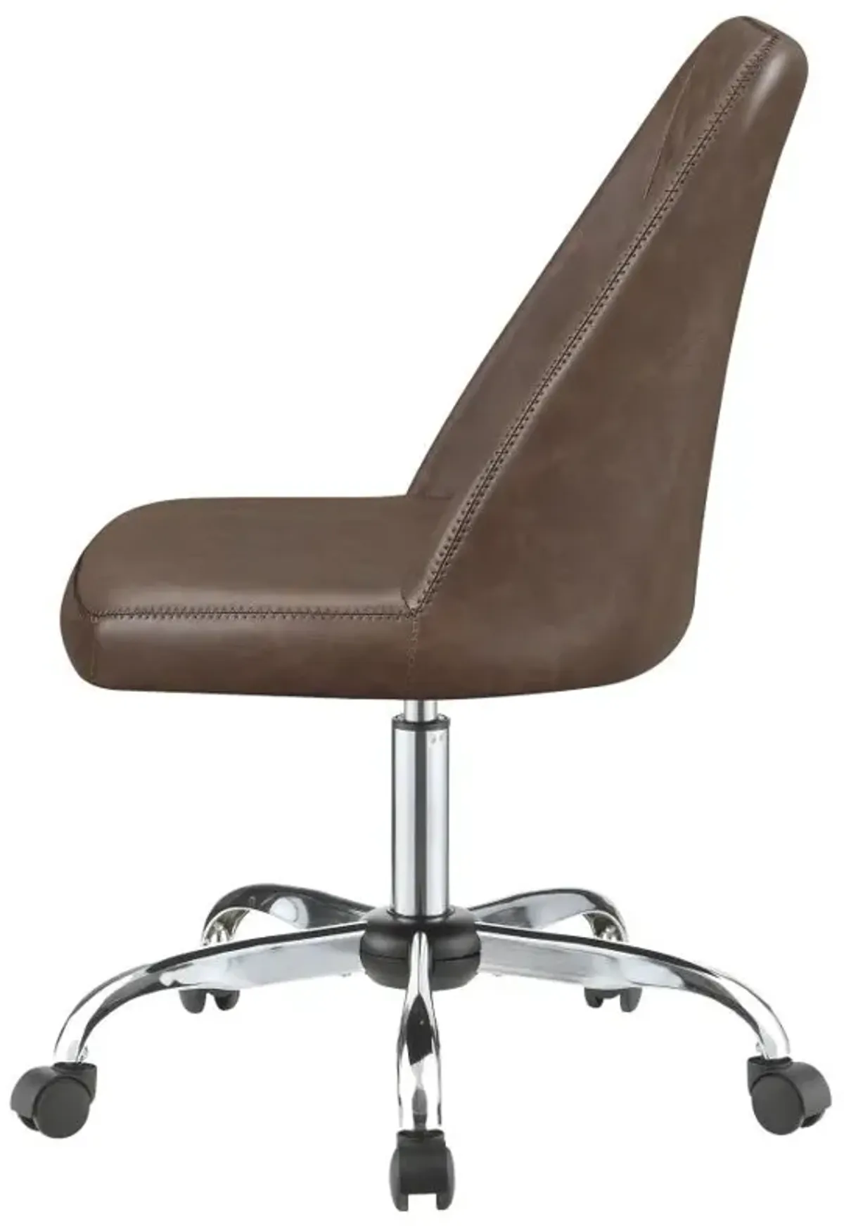 Aarav Upholstered Tufted Back Office Chair Brown And Chrome