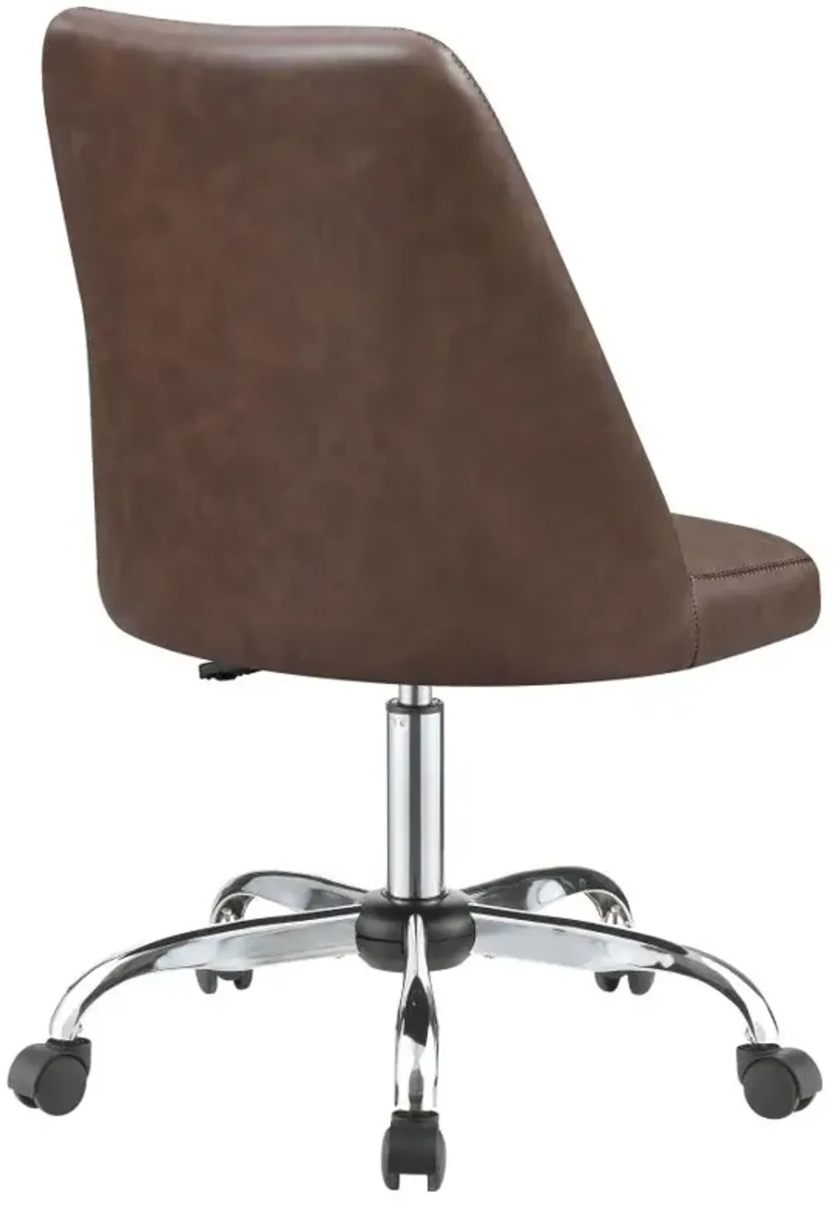 Aarav Upholstered Tufted Back Office Chair Brown And Chrome