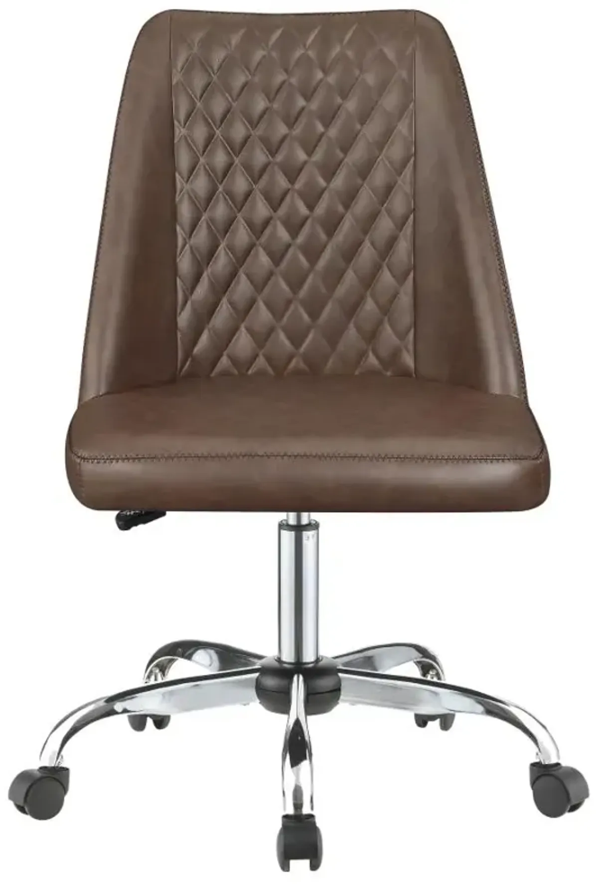 Aarav Upholstered Tufted Back Office Chair Brown And Chrome