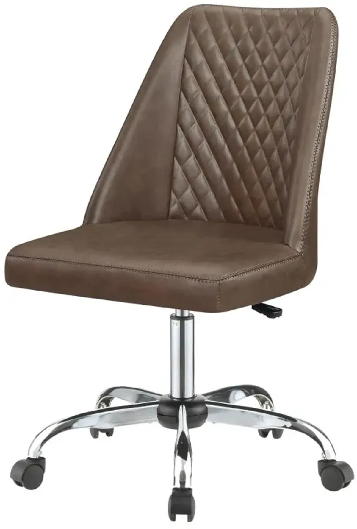 Aarav Upholstered Tufted Back Office Chair Brown And Chrome